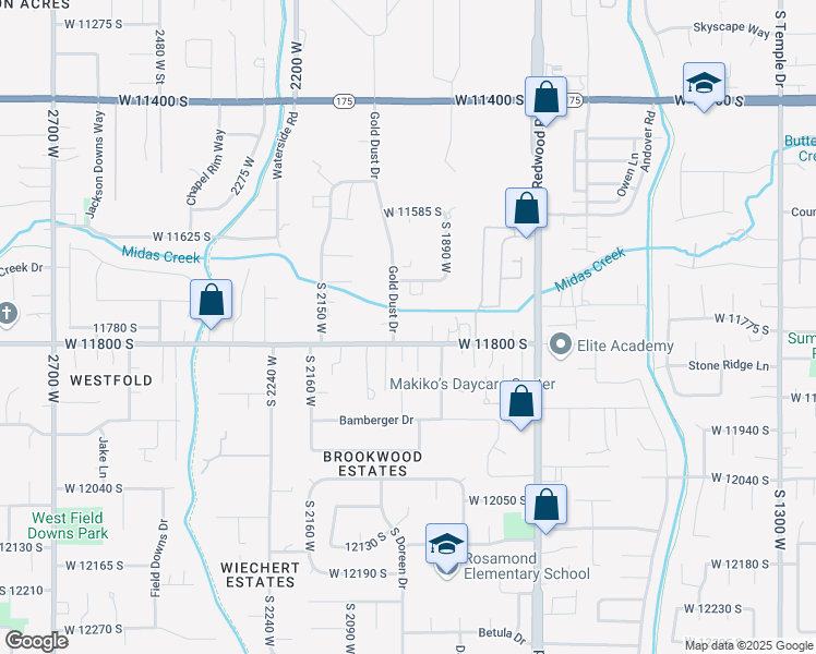 map of restaurants, bars, coffee shops, grocery stores, and more near 11769 Gold Dust Drive in South Jordan