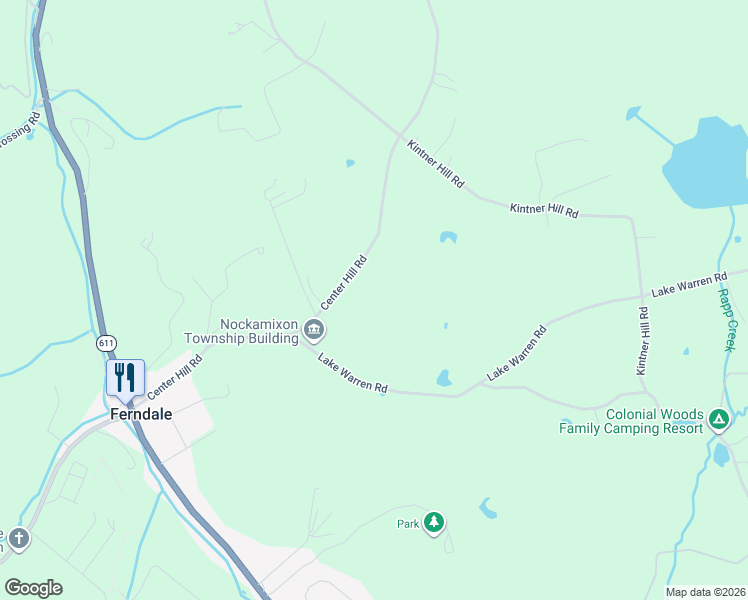 map of restaurants, bars, coffee shops, grocery stores, and more near 140 Center Hill Road in Upper Black Eddy