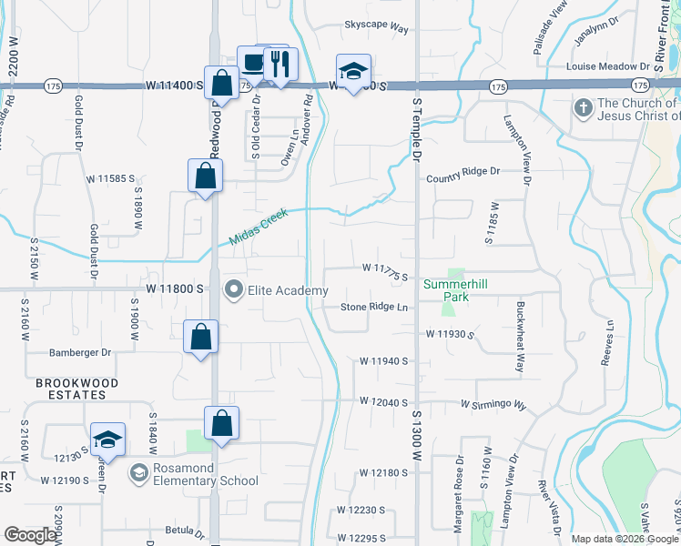 map of restaurants, bars, coffee shops, grocery stores, and more near 1445 West 11775 South in Riverton