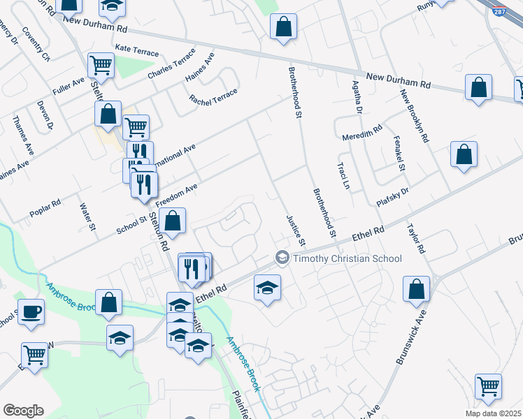 map of restaurants, bars, coffee shops, grocery stores, and more near 153 Nebula Road in Piscataway