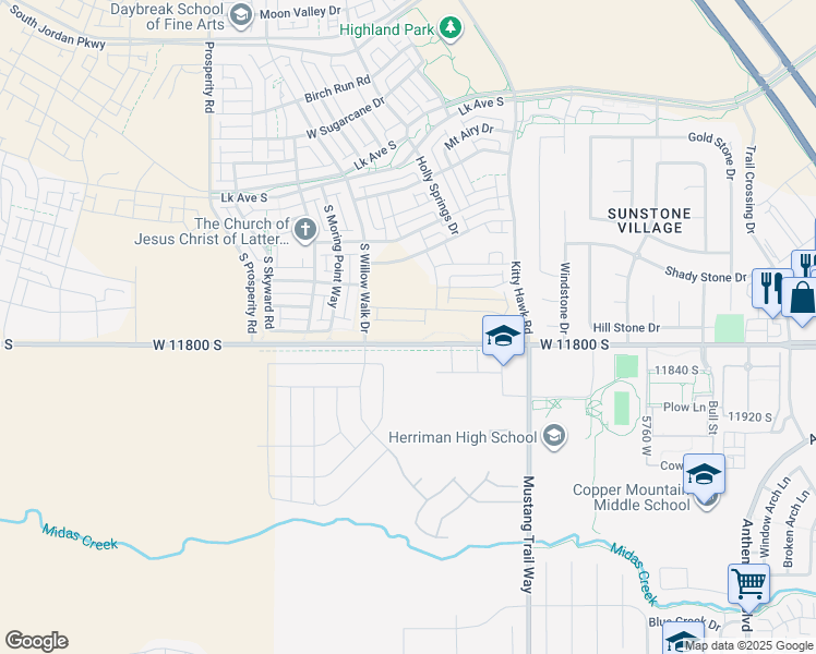 map of restaurants, bars, coffee shops, grocery stores, and more near 6164 West 11800 South in South Jordan