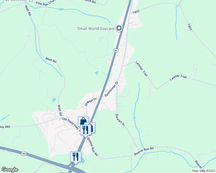 map of restaurants, bars, coffee shops, grocery stores, and more near 666 Sportsman Drive in Apollo