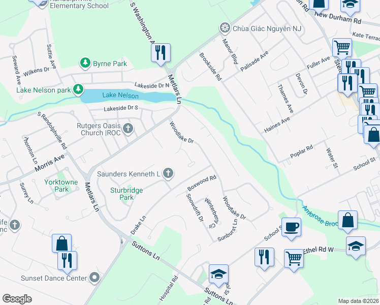 map of restaurants, bars, coffee shops, grocery stores, and more near 3 Smoke Tree Close in Piscataway