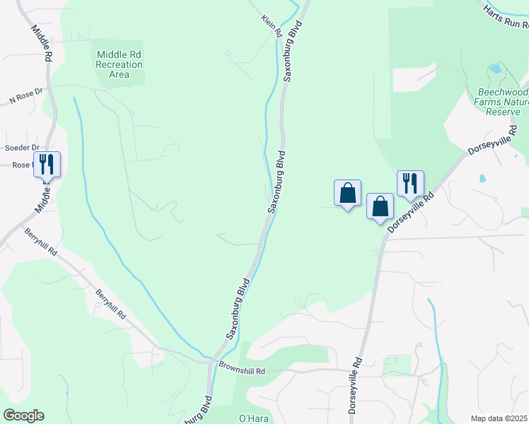 map of restaurants, bars, coffee shops, grocery stores, and more near 3337 Saxonburg Boulevard in Glenshaw