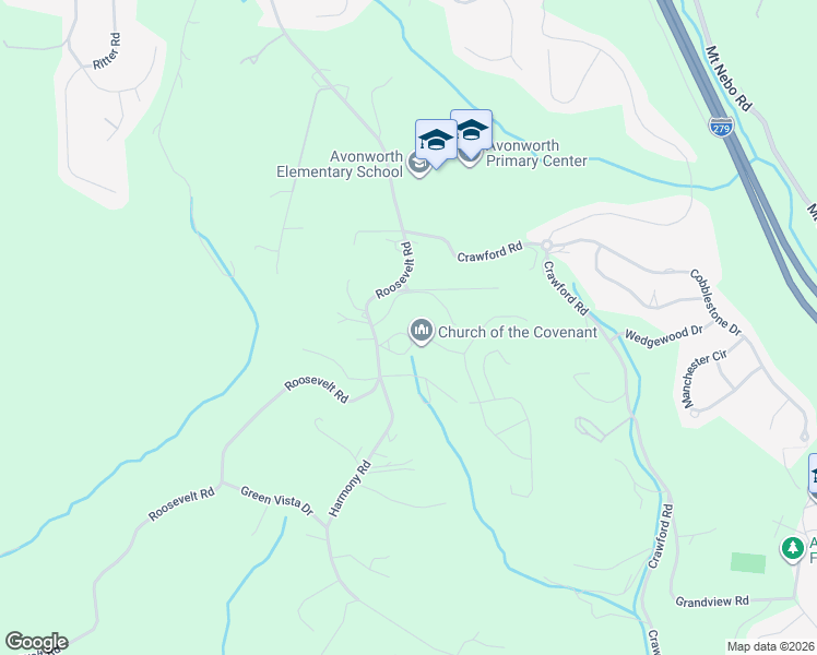 map of restaurants, bars, coffee shops, grocery stores, and more near 115 Gateway Drive in Pittsburgh
