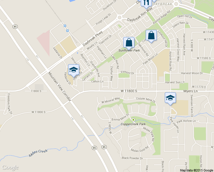 map of restaurants, bars, coffee shops, grocery stores, and more near 4903 Calton Ln in South Jordan