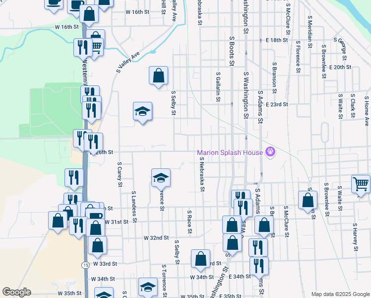 map of restaurants, bars, coffee shops, grocery stores, and more near 502 West 26th Street in Marion