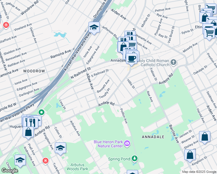 map of restaurants, bars, coffee shops, grocery stores, and more near 90 Bennett Avenue in Staten Island