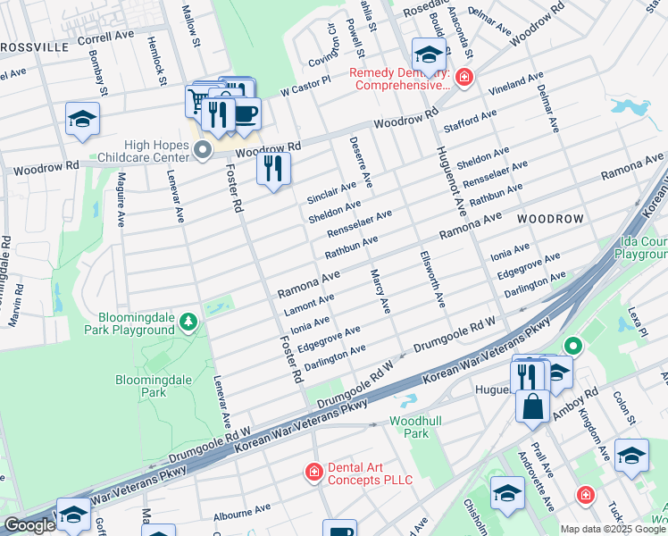 map of restaurants, bars, coffee shops, grocery stores, and more near 487 Ramona Avenue in Staten Island