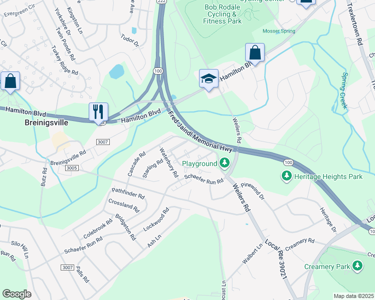 map of restaurants, bars, coffee shops, grocery stores, and more near 8475 Cromwell Court in Breinigsville