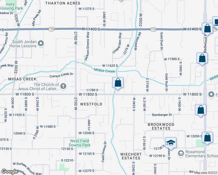 map of restaurants, bars, coffee shops, grocery stores, and more near 11756 South King Midas Court in Riverton