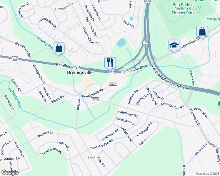 map of restaurants, bars, coffee shops, grocery stores, and more near 8740 Breinigsville Road in Breinigsville