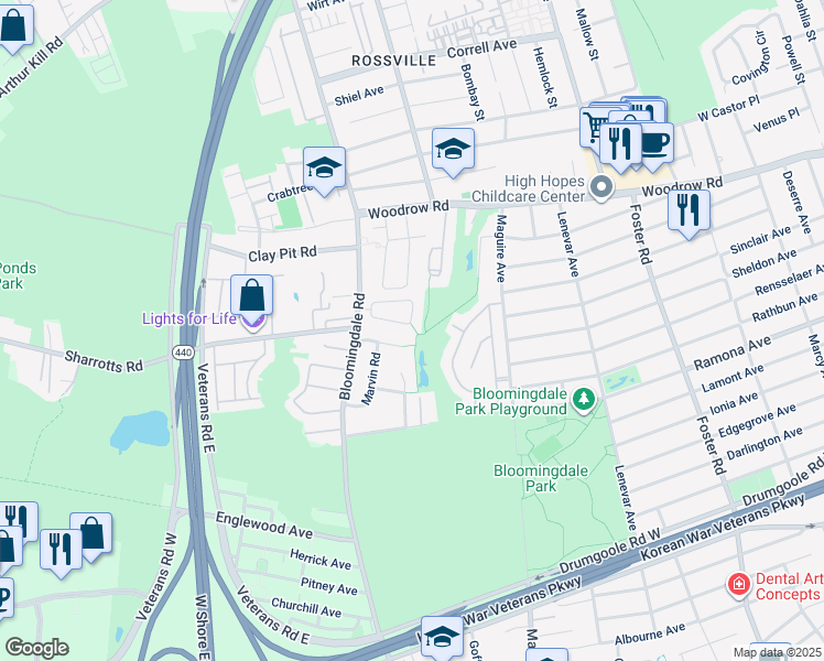 map of restaurants, bars, coffee shops, grocery stores, and more near 72 Marisa Circle in Staten Island