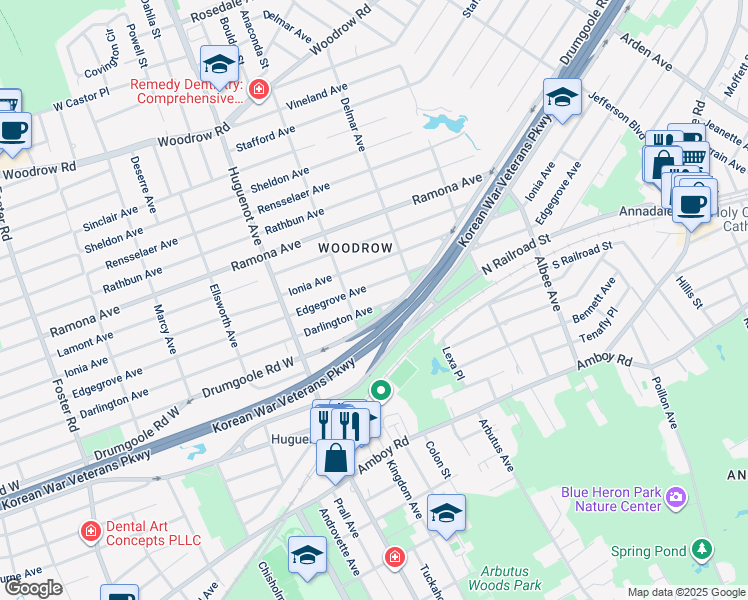 map of restaurants, bars, coffee shops, grocery stores, and more near 139 Darlington Avenue in Staten Island