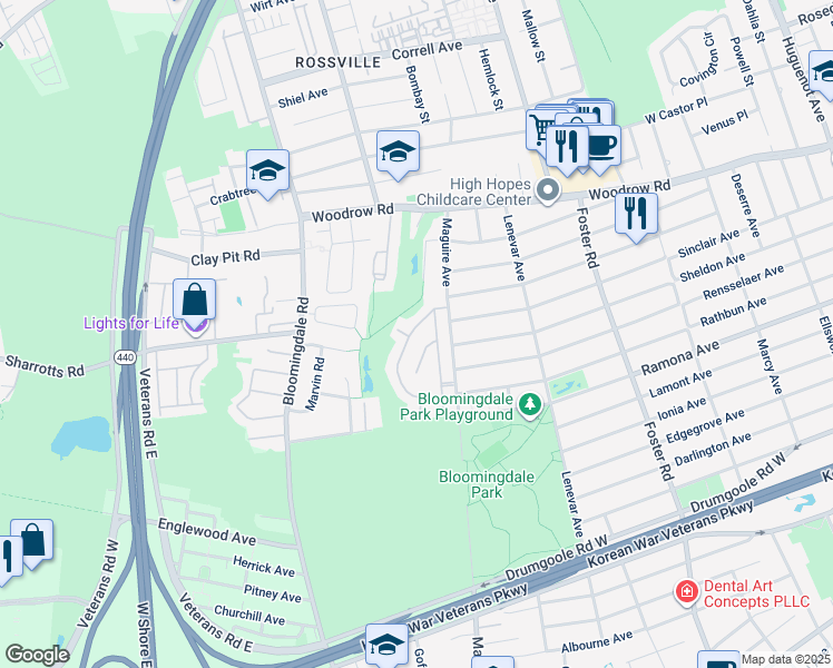 map of restaurants, bars, coffee shops, grocery stores, and more near 20 Malibu Court in Staten Island