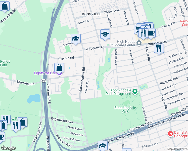 map of restaurants, bars, coffee shops, grocery stores, and more near 72 Marisa Circle in Staten Island