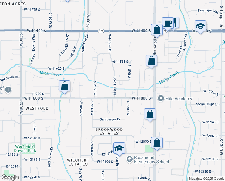 map of restaurants, bars, coffee shops, grocery stores, and more near 11756 Gold Dust Drive in South Jordan