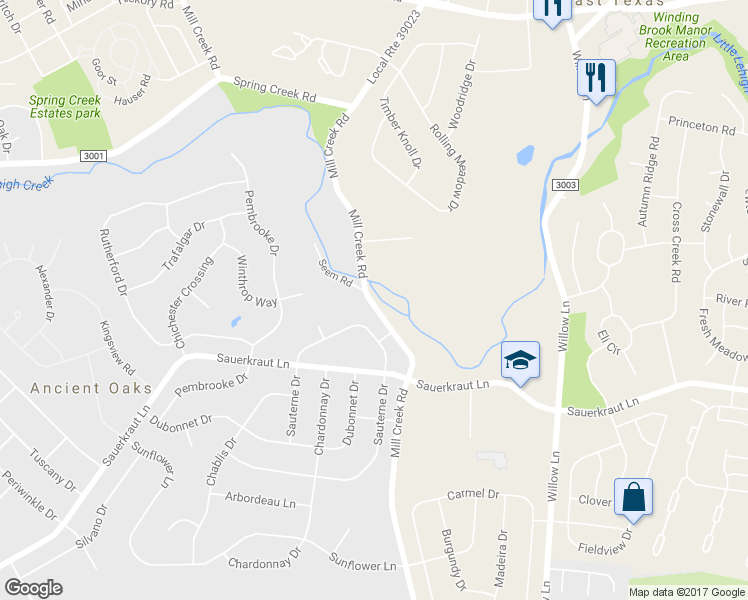 map of restaurants, bars, coffee shops, grocery stores, and more near 2149 Mill Creek Road in Macungie