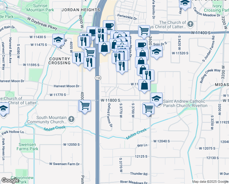 map of restaurants, bars, coffee shops, grocery stores, and more near 11756 South 3770 West in South Jordan