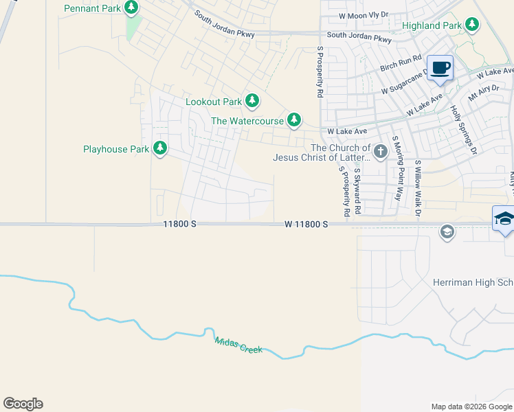 map of restaurants, bars, coffee shops, grocery stores, and more near 6732 11800 South in South Jordan
