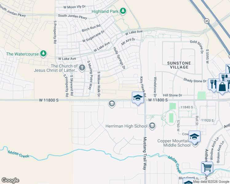 map of restaurants, bars, coffee shops, grocery stores, and more near 6171 11800 South in Herriman