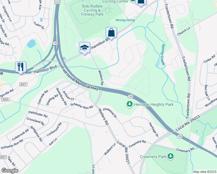 map of restaurants, bars, coffee shops, grocery stores, and more near 7995 Troxell Court in Breinigsville