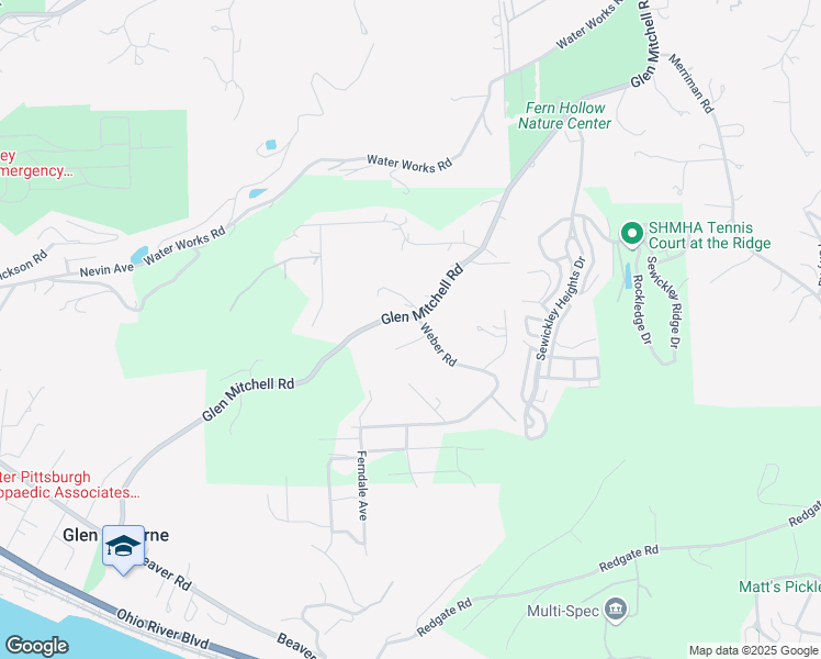map of restaurants, bars, coffee shops, grocery stores, and more near 101 Weber Road in Sewickley