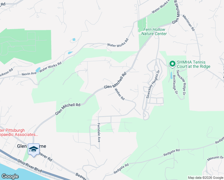 map of restaurants, bars, coffee shops, grocery stores, and more near 101 Weber Road in Sewickley