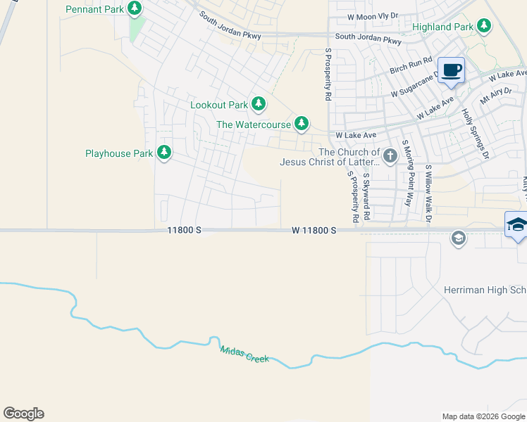 map of restaurants, bars, coffee shops, grocery stores, and more near 6732 11800 South in South Jordan