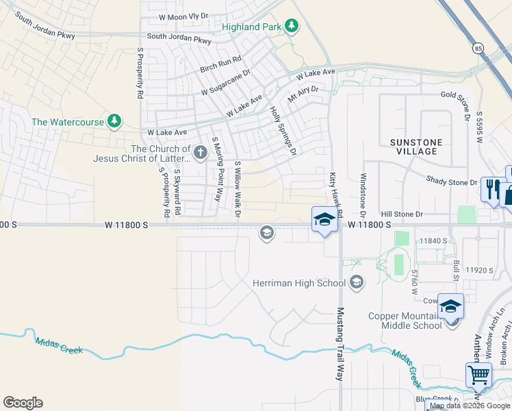 map of restaurants, bars, coffee shops, grocery stores, and more near 6187 Franciscotti Drive in South Jordan
