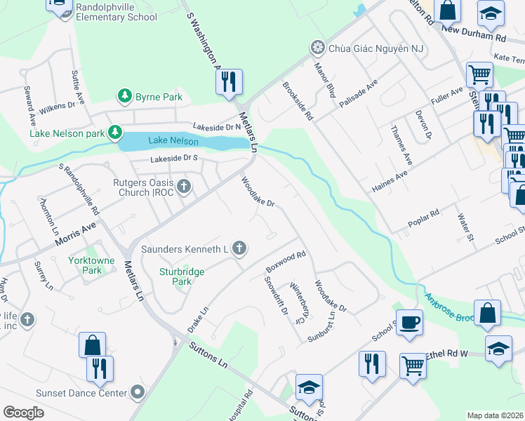 map of restaurants, bars, coffee shops, grocery stores, and more near 3 Smoke Tree Close in Piscataway