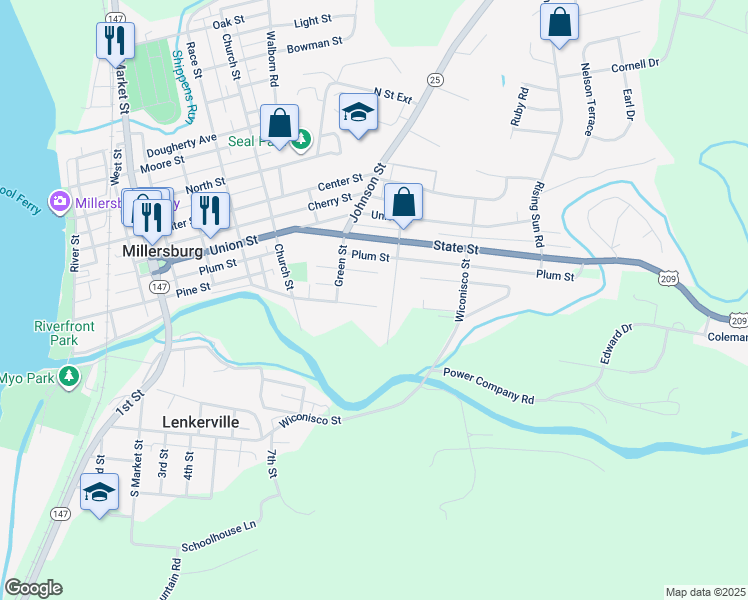 map of restaurants, bars, coffee shops, grocery stores, and more near 531 Chestnut Street in Millersburg