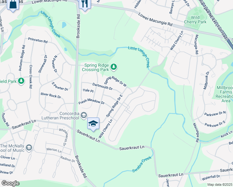 map of restaurants, bars, coffee shops, grocery stores, and more near 5226 Dartmouth Drive in Macungie