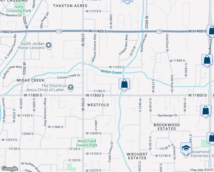 map of restaurants, bars, coffee shops, grocery stores, and more near 2511 11730 South in Riverton
