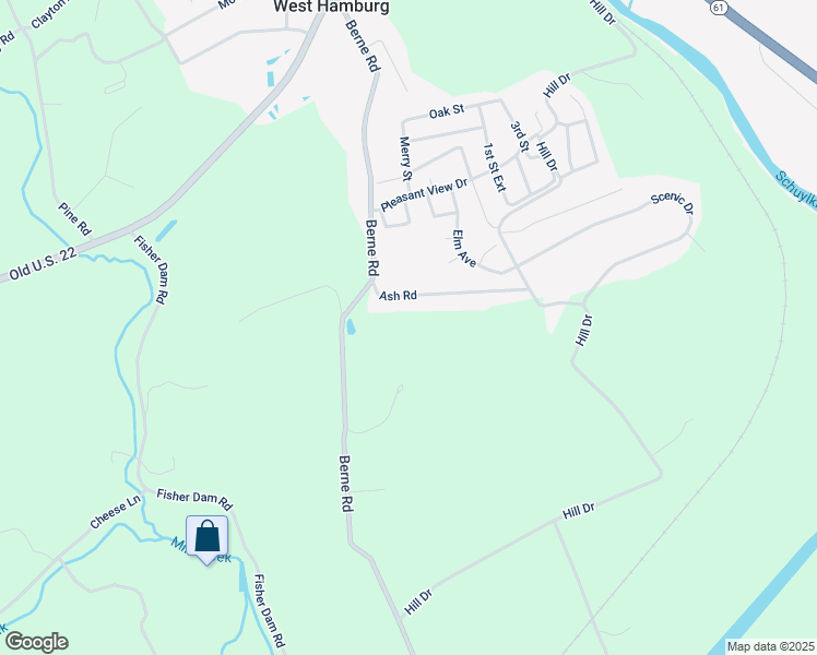 map of restaurants, bars, coffee shops, grocery stores, and more near 19 Ash Road in Hamburg