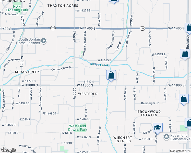 map of restaurants, bars, coffee shops, grocery stores, and more near 2511 11730 South in Riverton