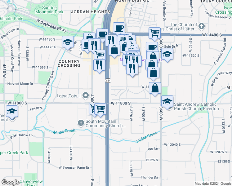 map of restaurants, bars, coffee shops, grocery stores, and more near 11756 South 3770 West in South Jordan
