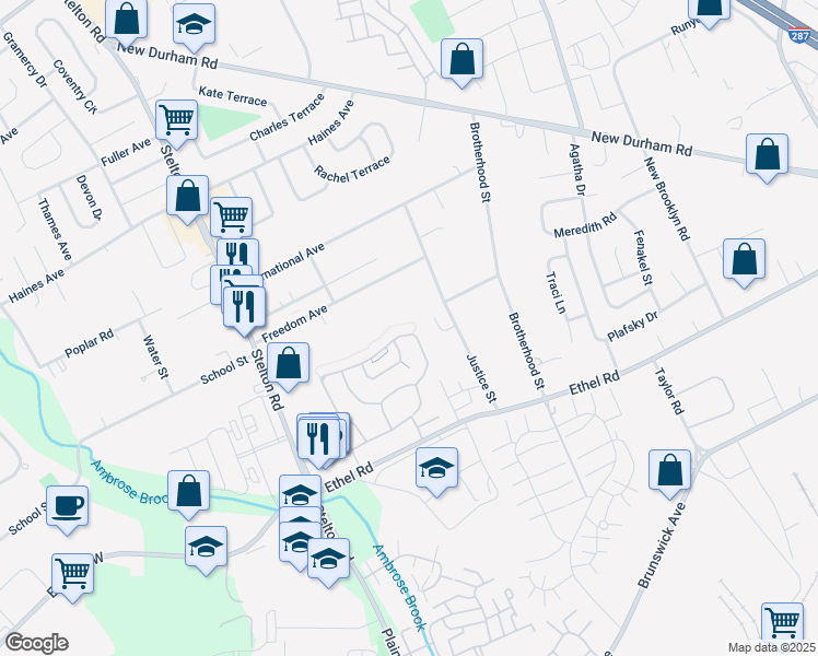 map of restaurants, bars, coffee shops, grocery stores, and more near 153 Nebula Road in Piscataway
