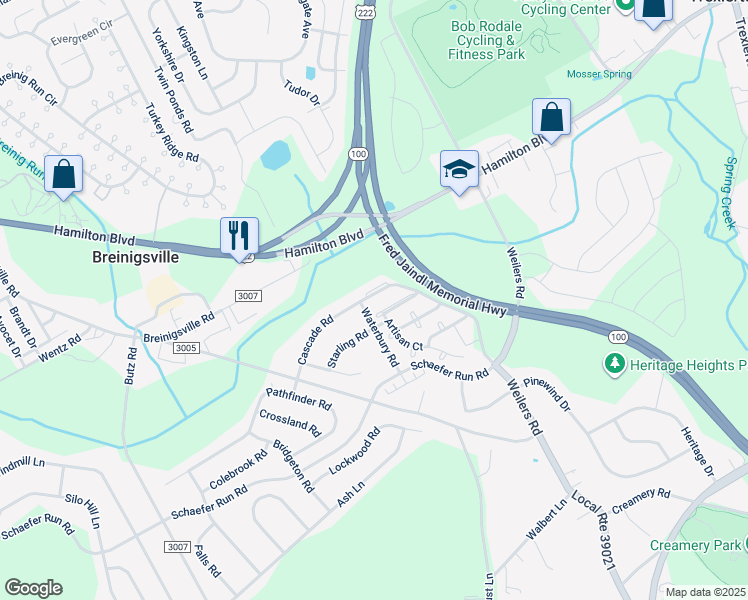 map of restaurants, bars, coffee shops, grocery stores, and more near 8550 Gateway Road in Breinigsville