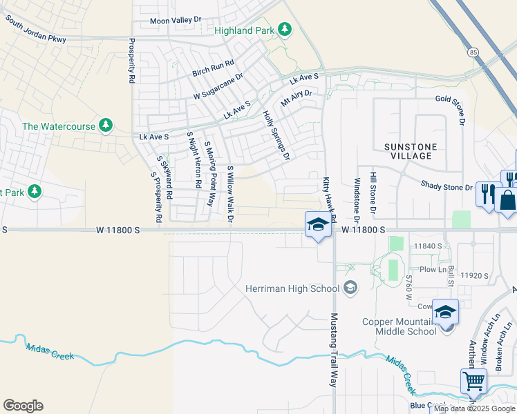 map of restaurants, bars, coffee shops, grocery stores, and more near 6162 Franciscotti Drive in South Jordan