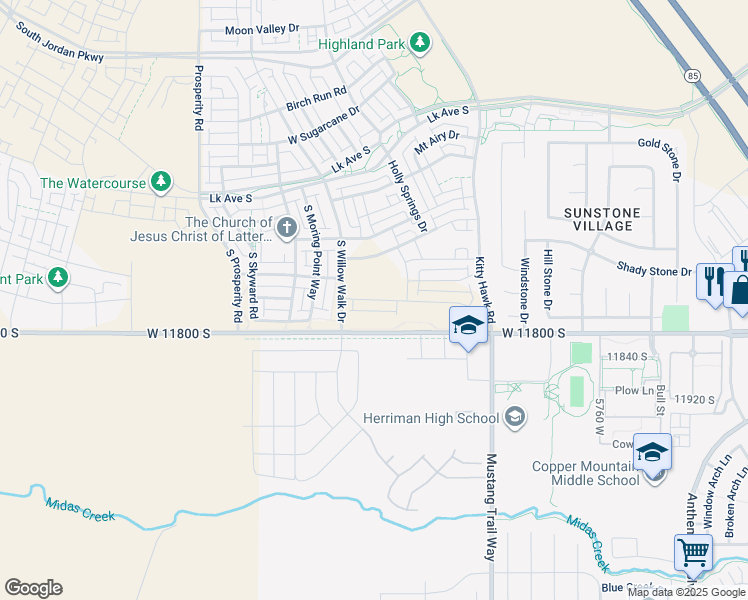 map of restaurants, bars, coffee shops, grocery stores, and more near 6176 Franciscotti Drive in South Jordan