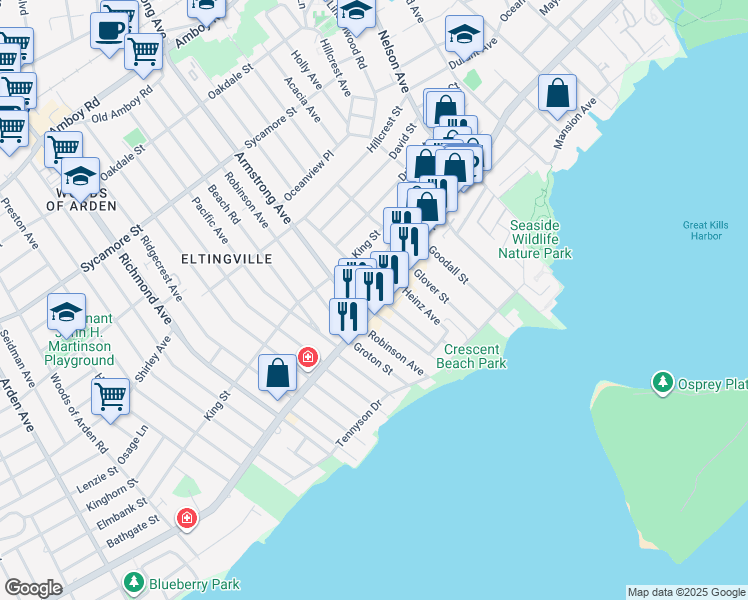 map of restaurants, bars, coffee shops, grocery stores, and more near in Staten Island