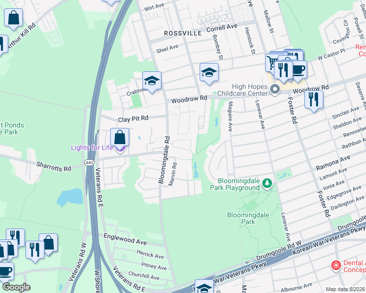map of restaurants, bars, coffee shops, grocery stores, and more near 23 Alysia Court in Staten Island