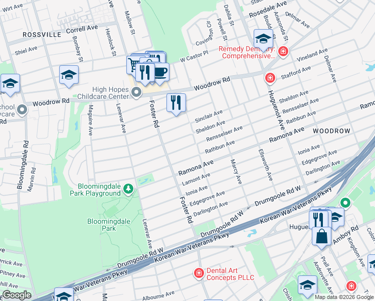 map of restaurants, bars, coffee shops, grocery stores, and more near 838 Rathbun Avenue in Staten Island