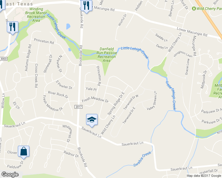 map of restaurants, bars, coffee shops, grocery stores, and more near 5264 Green Lawn Drive in Macungie