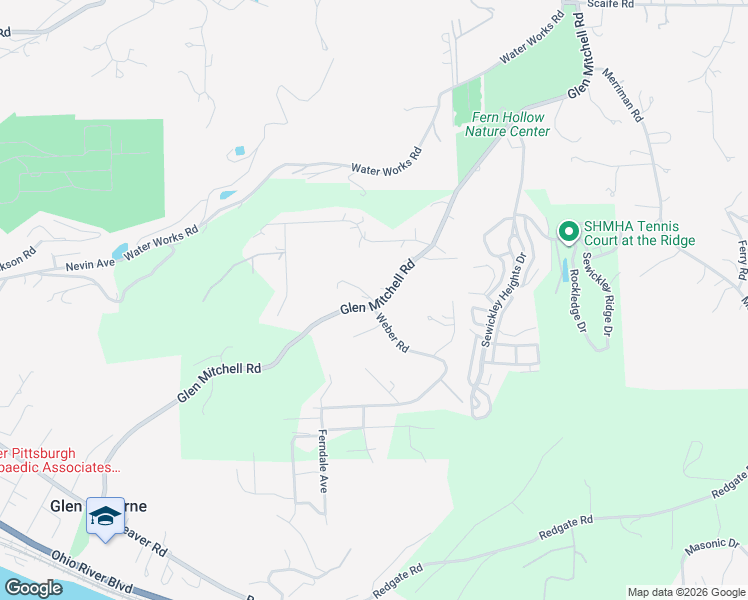 map of restaurants, bars, coffee shops, grocery stores, and more near 1201 Glen Mitchell Road in Sewickley