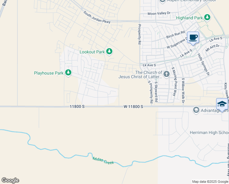 map of restaurants, bars, coffee shops, grocery stores, and more near 6602 11800 South in South Jordan