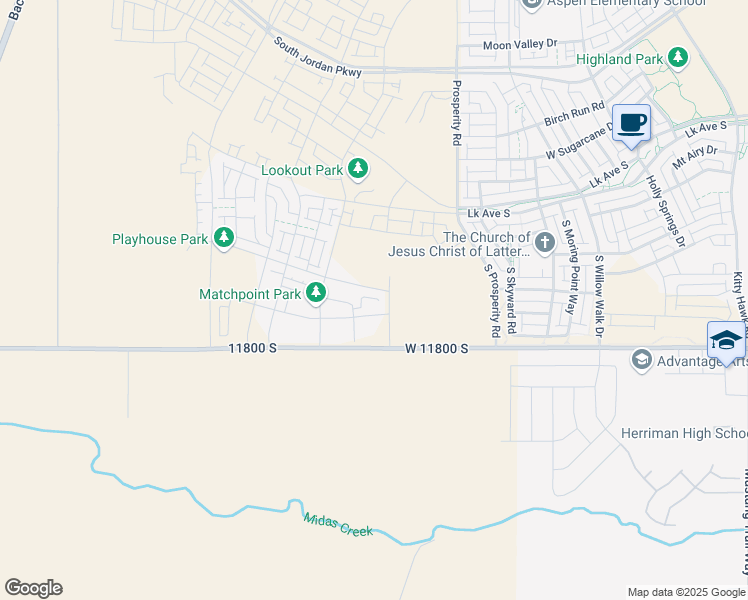 map of restaurants, bars, coffee shops, grocery stores, and more near 6636 West Skip Rock Road in South Jordan