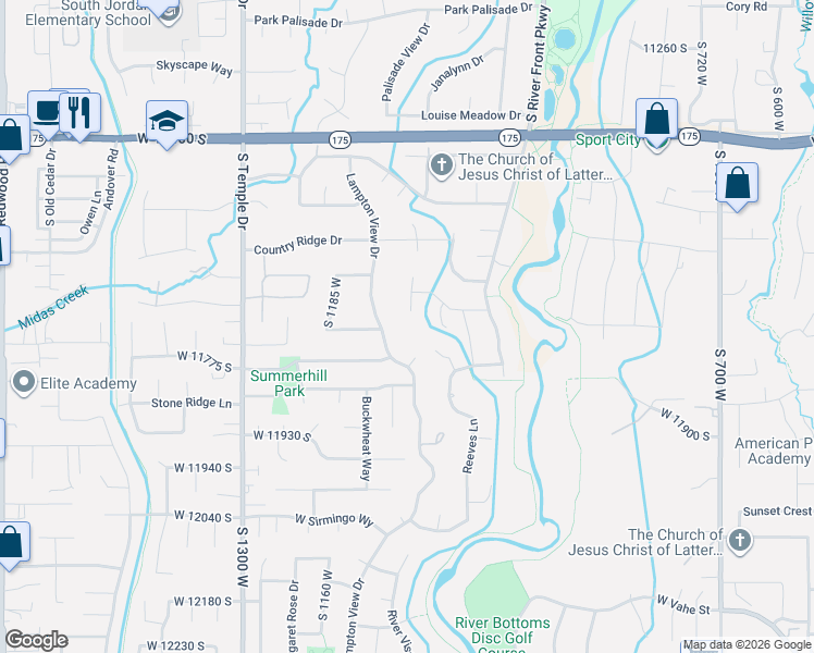 map of restaurants, bars, coffee shops, grocery stores, and more near 11704 South Halcom Drive in South Jordan