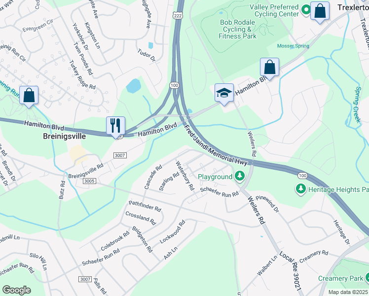 map of restaurants, bars, coffee shops, grocery stores, and more near 8517 Gateway Road in Breinigsville